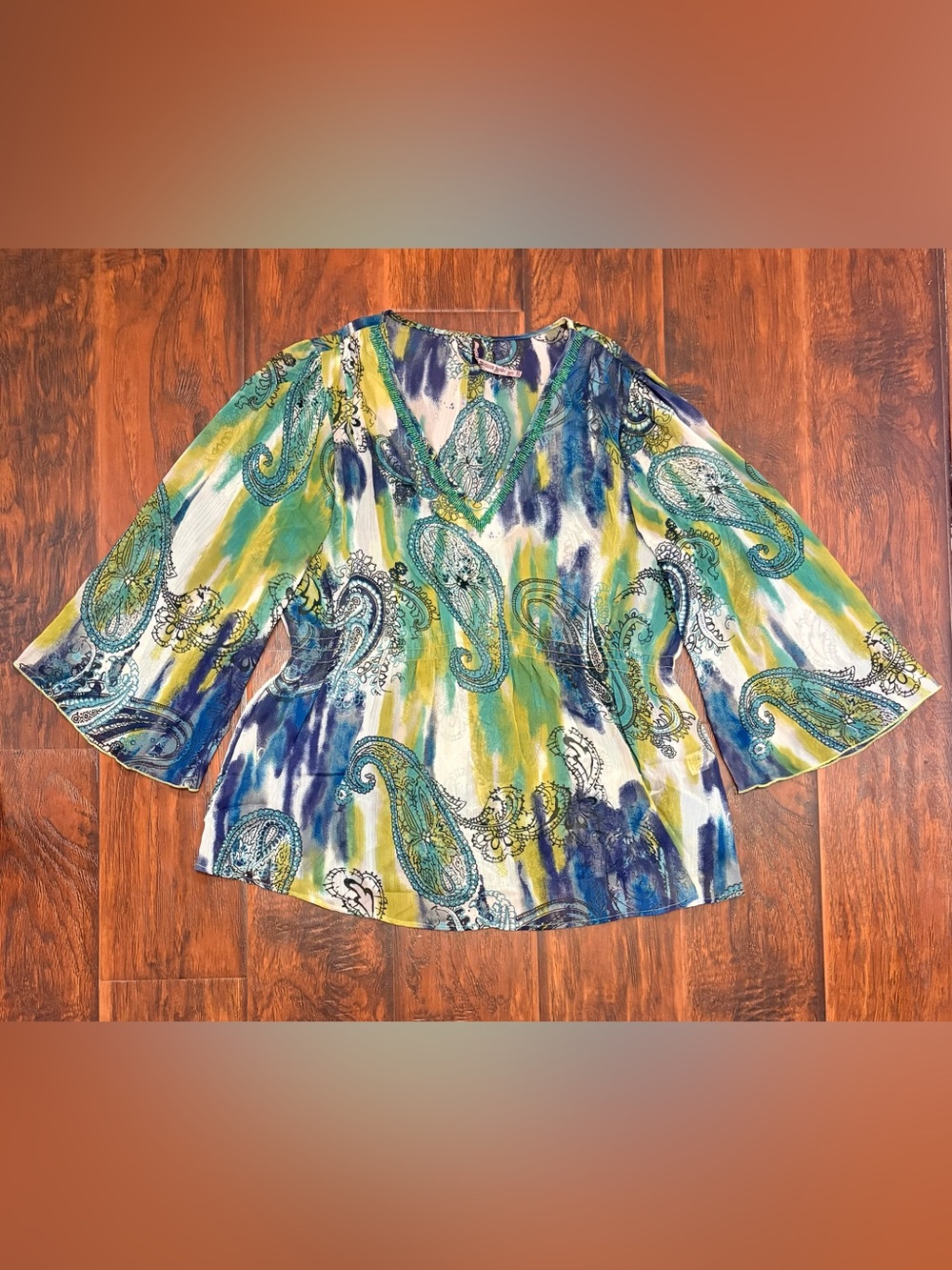 Mueshka by Sienna Rose Women’s PXL Paisley V-Neck 3/4 Sleeve Blouse